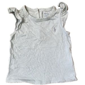 RALPH LAUREN Sleeveless Frilly Shirt Top Size 9 Months Blueish Gray